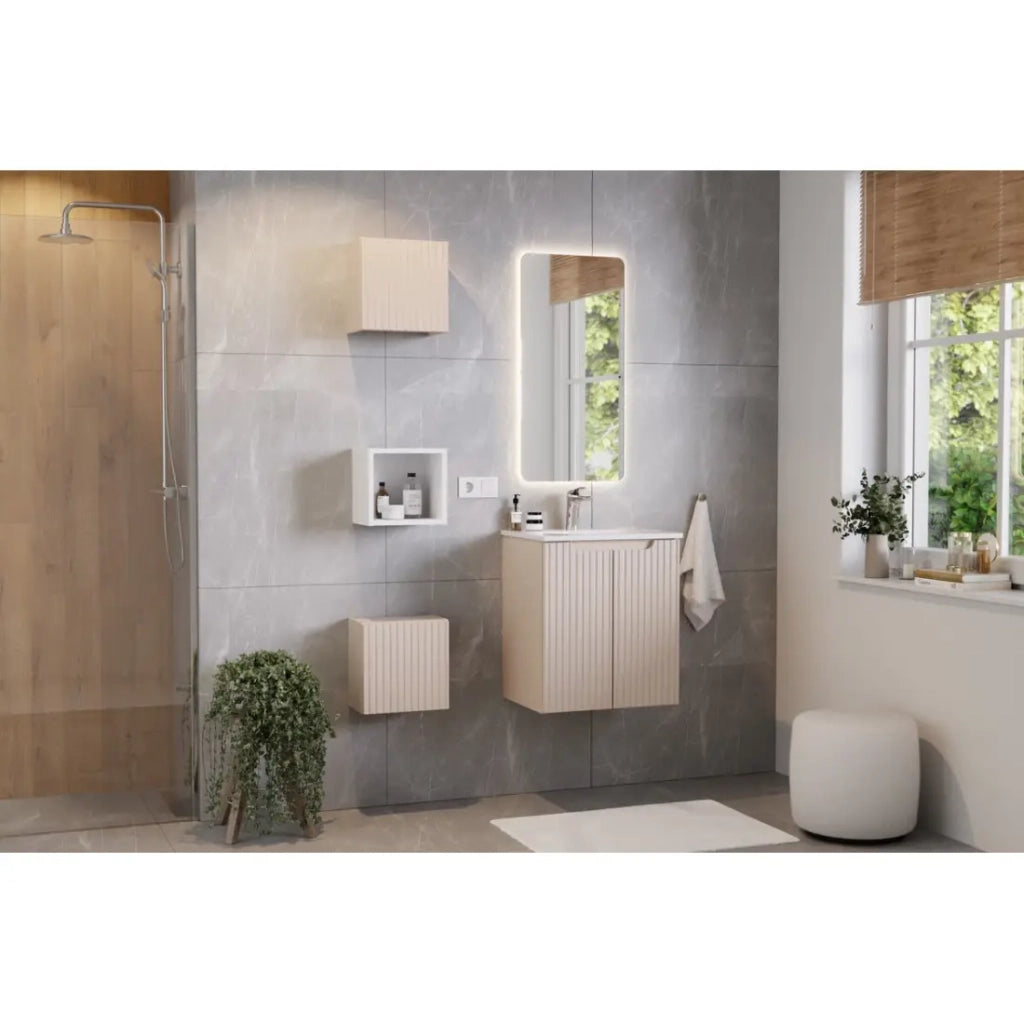 Lavabo da incasso VELOA 60 cm in ceramica bianca lucida compatta
