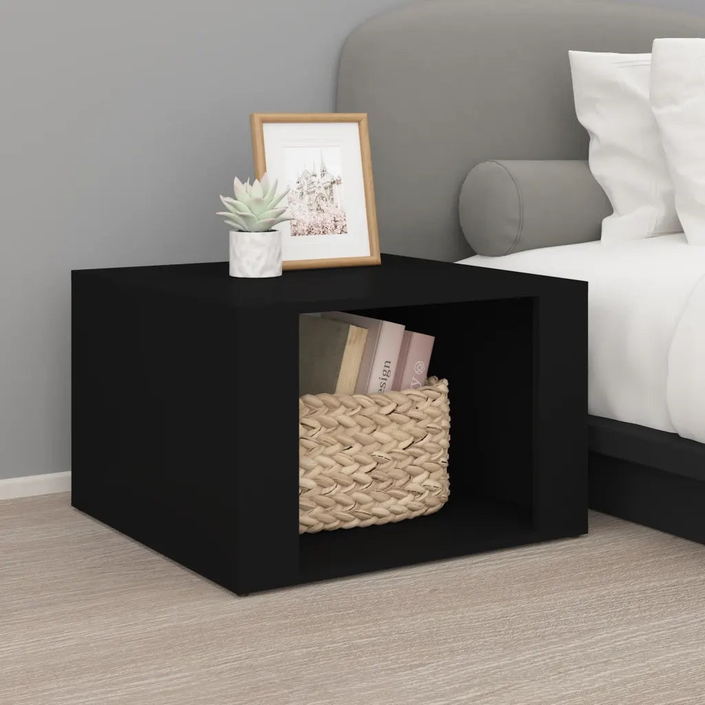 Comodino-Tavolino da notte Nero 57x55x36 cm in Legno Multistrato