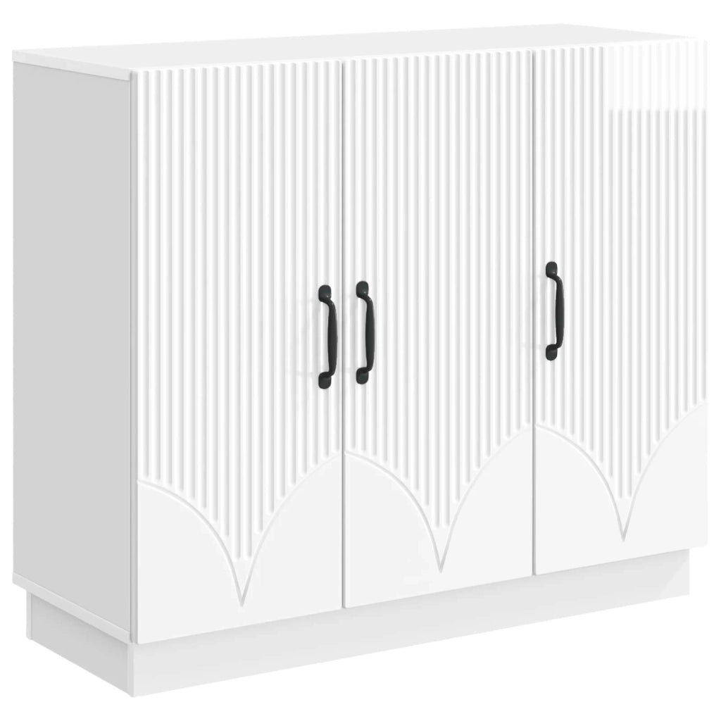 Credenza Bianco Lucido 89 x 34,5 x 77 cm Legno ingegnerizzato