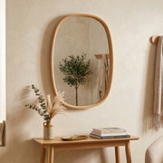 Piansano, Specchio Forma Ovale, 38x55h cm Marrone Rovere