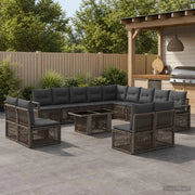 Set Divano da Giardino 14 pz Grigio e Grigio Scuro polyrattan 3437174