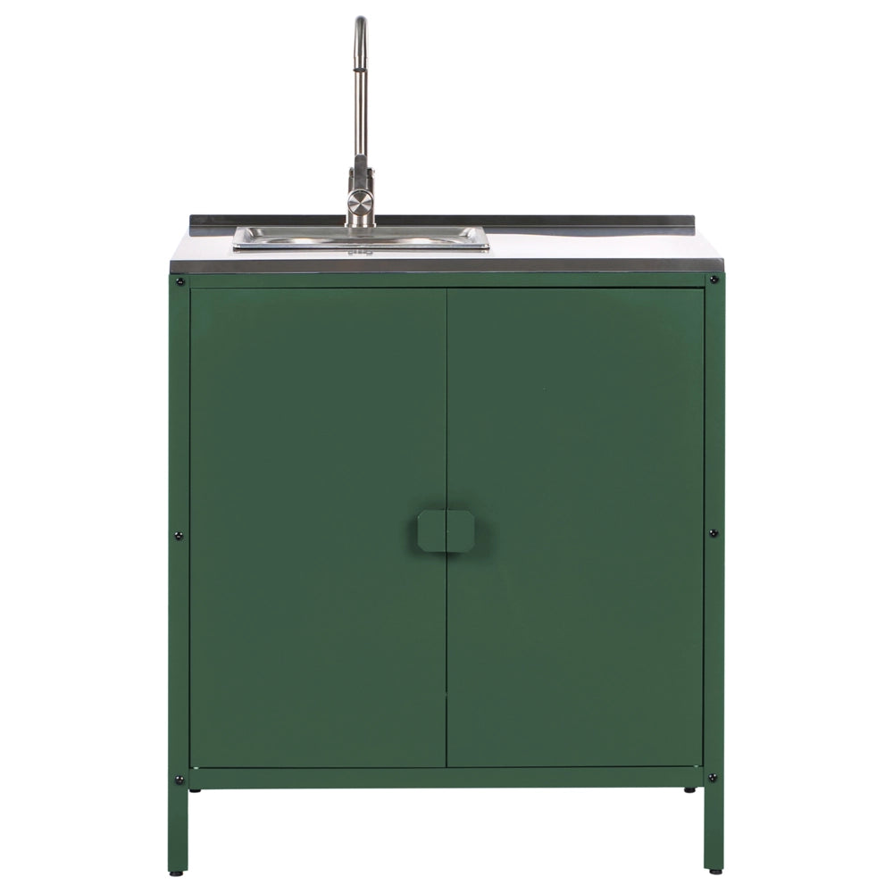 Mobiletto da giardino in acciaio con lavello e 2 ante ripiano in acciaio inox verde cucina da giardino da pranzo
