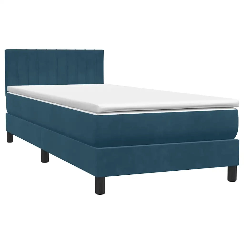 Giroletto a Molle con Materasso Blu Scuro 80x220 cm Velluto