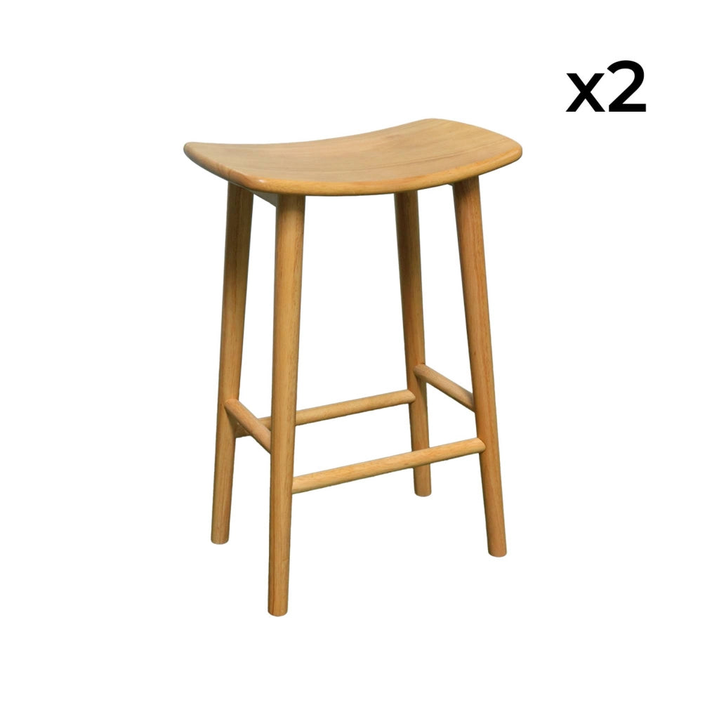 Set di 2 sgabelli da bar vintage in legno di hevea , marrone naturale