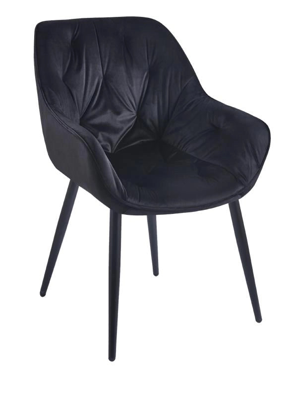 POLTRONA IN VELLUTO NERA CON PIEDI IN METALLO NERO MISURE: 59X65X85/44CM