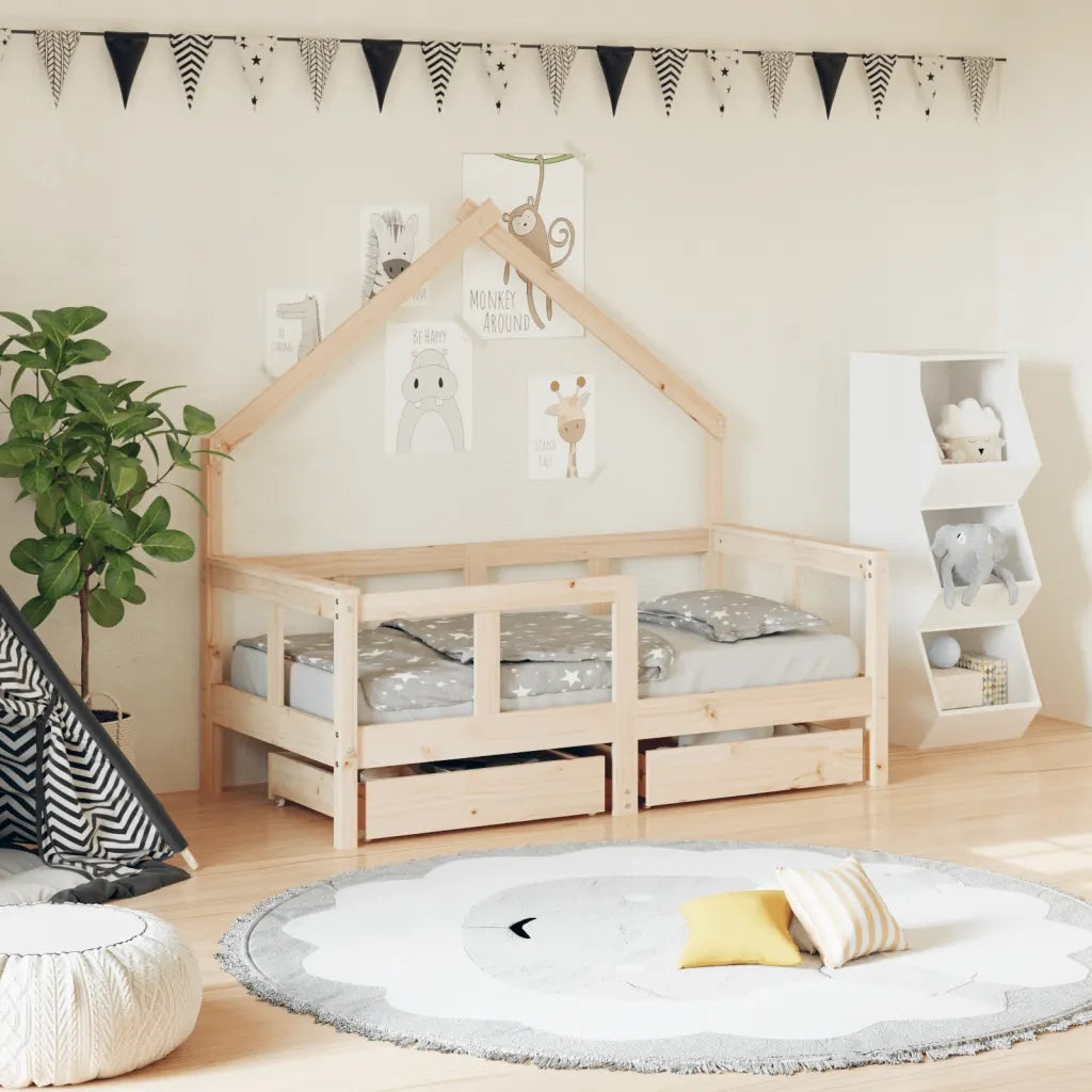Giroletto Bambini con Cassetti-Struttura Letto Bambini 70x140 cm Legno Massello di Pino 529141