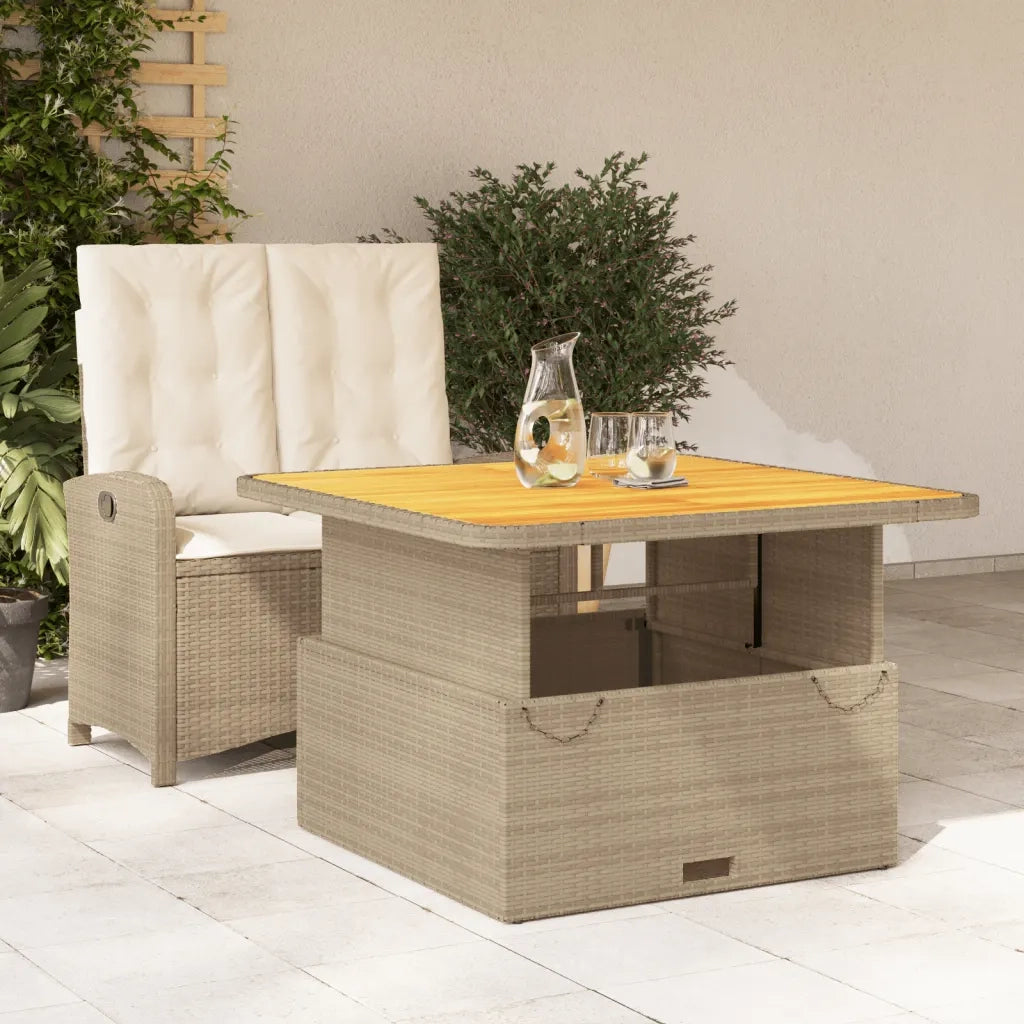 Set da Pranzo da Giardino 2 pz | Set Salotto da Giardino con Cuscini Beige in Polyrattan