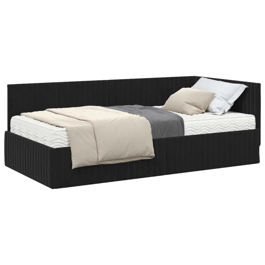 Struttura Letto Angolare con Materasso 2 pcs Nero Velluto 3393823