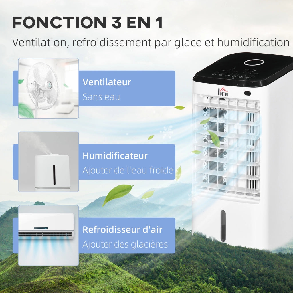 Ventilatore Raffreddatore Umidificatore 3 in 1 ¨C Zephmum ¨C Bianco con Telecomando e Ruote