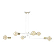 Lampadario Industrial 6 Luci Benzaiten A Bracci In Acciaio Bianco E Oro