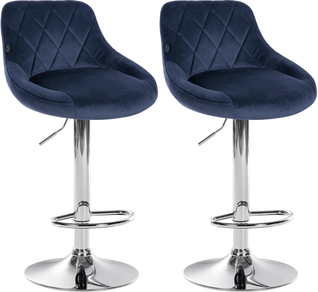 2er Set Barhocker Lazio Samt chrom