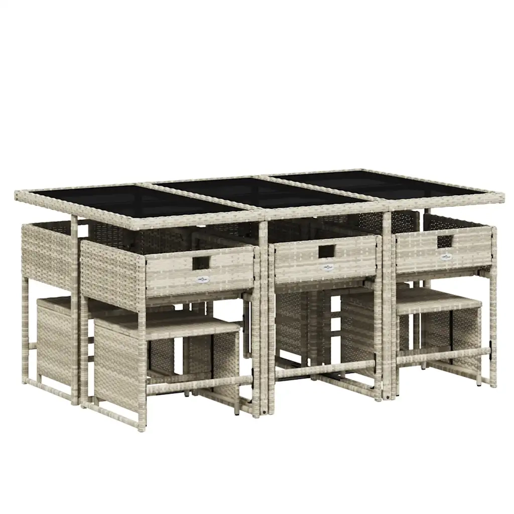 Set Pranzo Giardino 11pz con Cuscini Grigio Chiaro Polyrattan 3211331