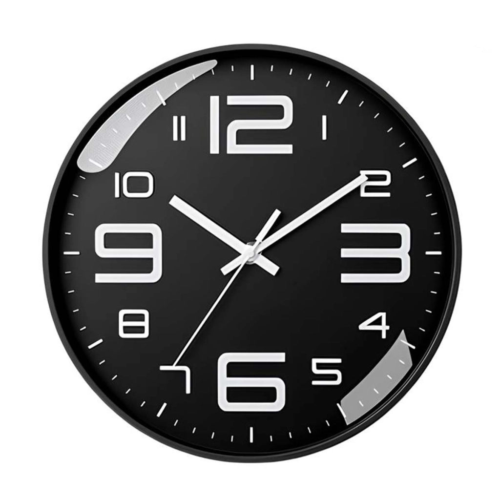 Orologio da parete silenzioso moderno 26 cm numeri a contrasto Nero Avizar