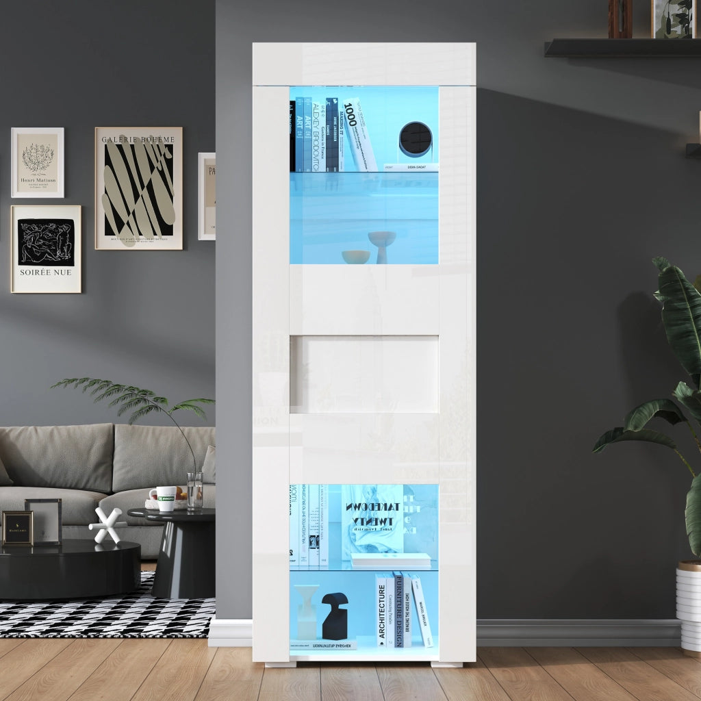 Vetrina con LED e anta in acrilico 60 x 40 x 170 cm; bianco
