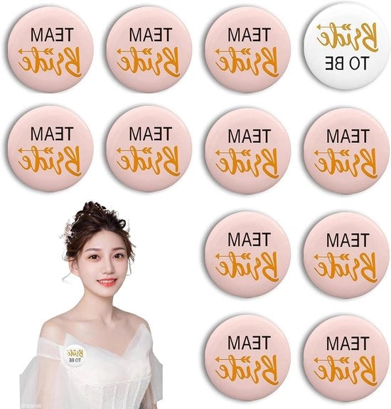 Set di 12 bottoni da sposa per accessori femminili - Accessori per il matrimonio, giochi di nozze, badge per donne, giochi di fidanzamento, feste (rosa)