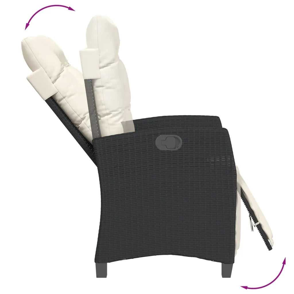 Set da Pranzo da Giardino 9 pz con Cuscini Nero in Polyrattan 3212887