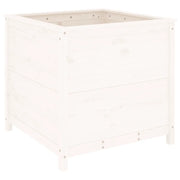 Fioriera | Cassetta per fiori | Vaso da Giardino Bianca 82,5x82,5x78cm Legno Massello Pino