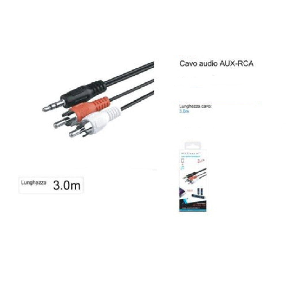 Trade Shop - Cavo Audio Da Jack 3,5mm Aux A 2rca Maschio Doppio Stereo Prolunga 3mt Aux-r3.0m -