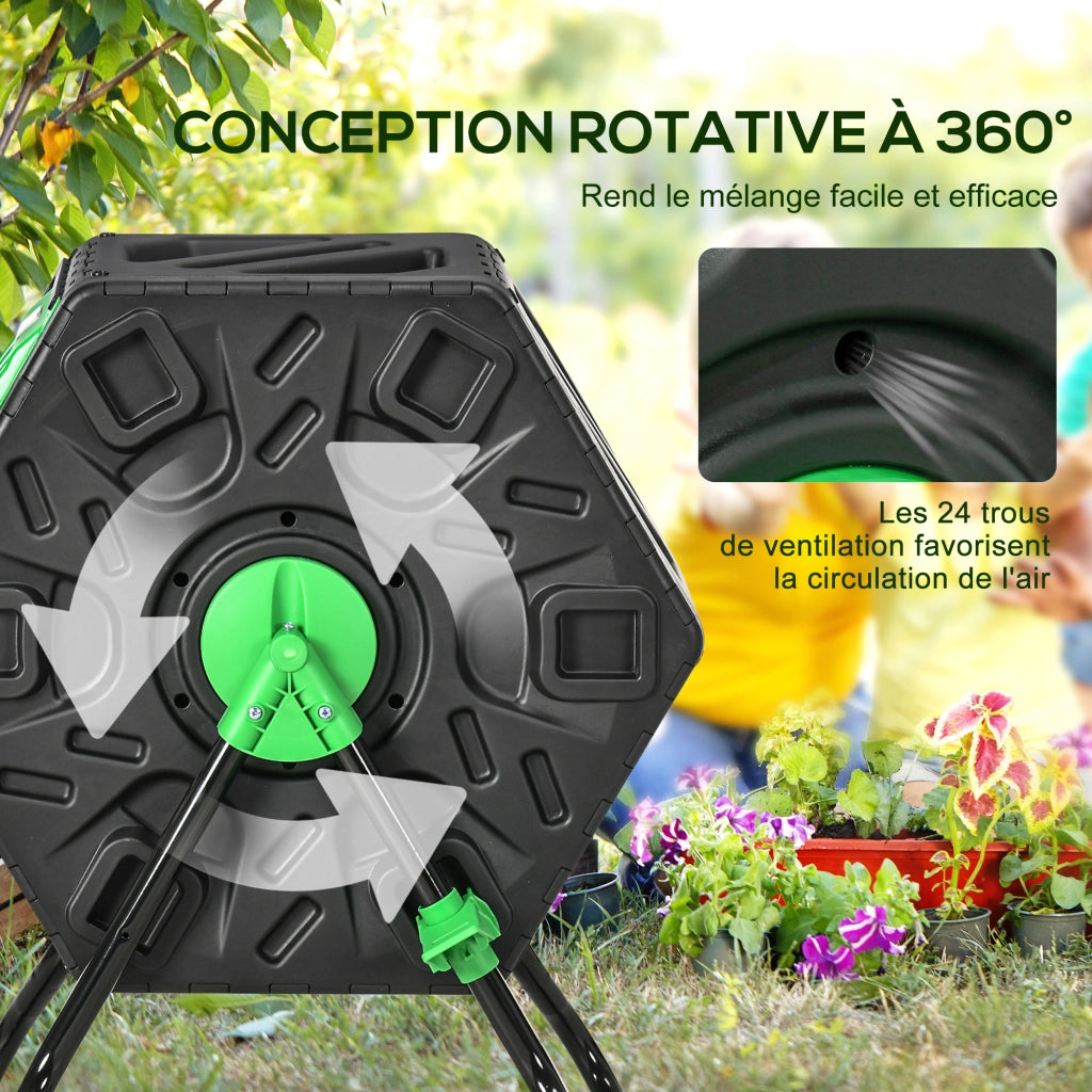 Compostatore Giardino ¨C Zephmum ¨C Nero Polypropilene 60x49x77 cm