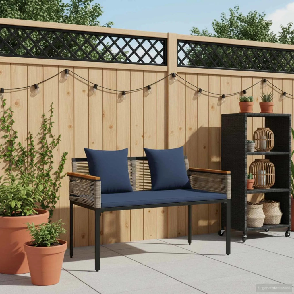 Panchina da esterno Grigio e Blu Navy 117 x 54 x 74.5 cm