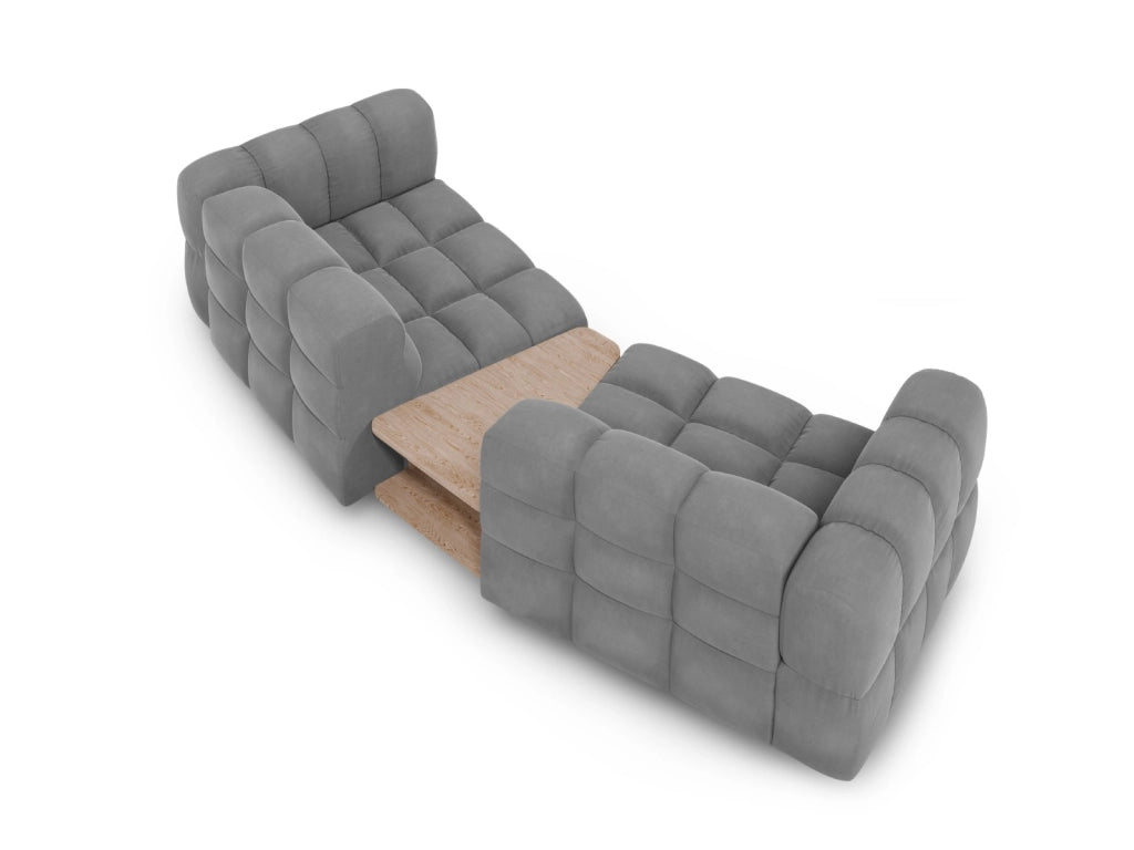 Cosmopolitan Design - Divano modulare "Sky" 2 posti in velluto grigio chiaro 