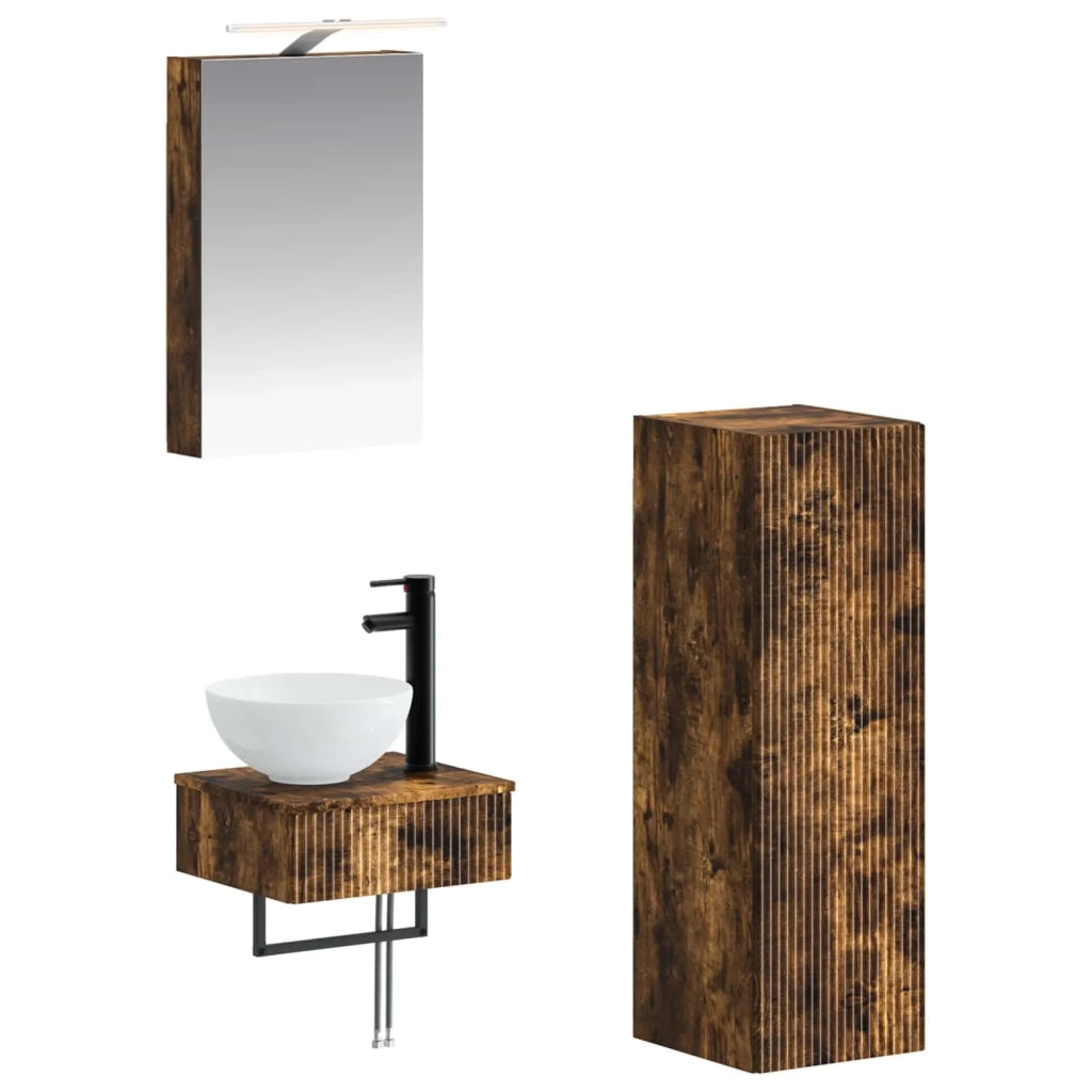 Set di Armadi da Bagno 4 pcs Rovere Fumo 40 x 10,5 x 60,5 cm 3407363