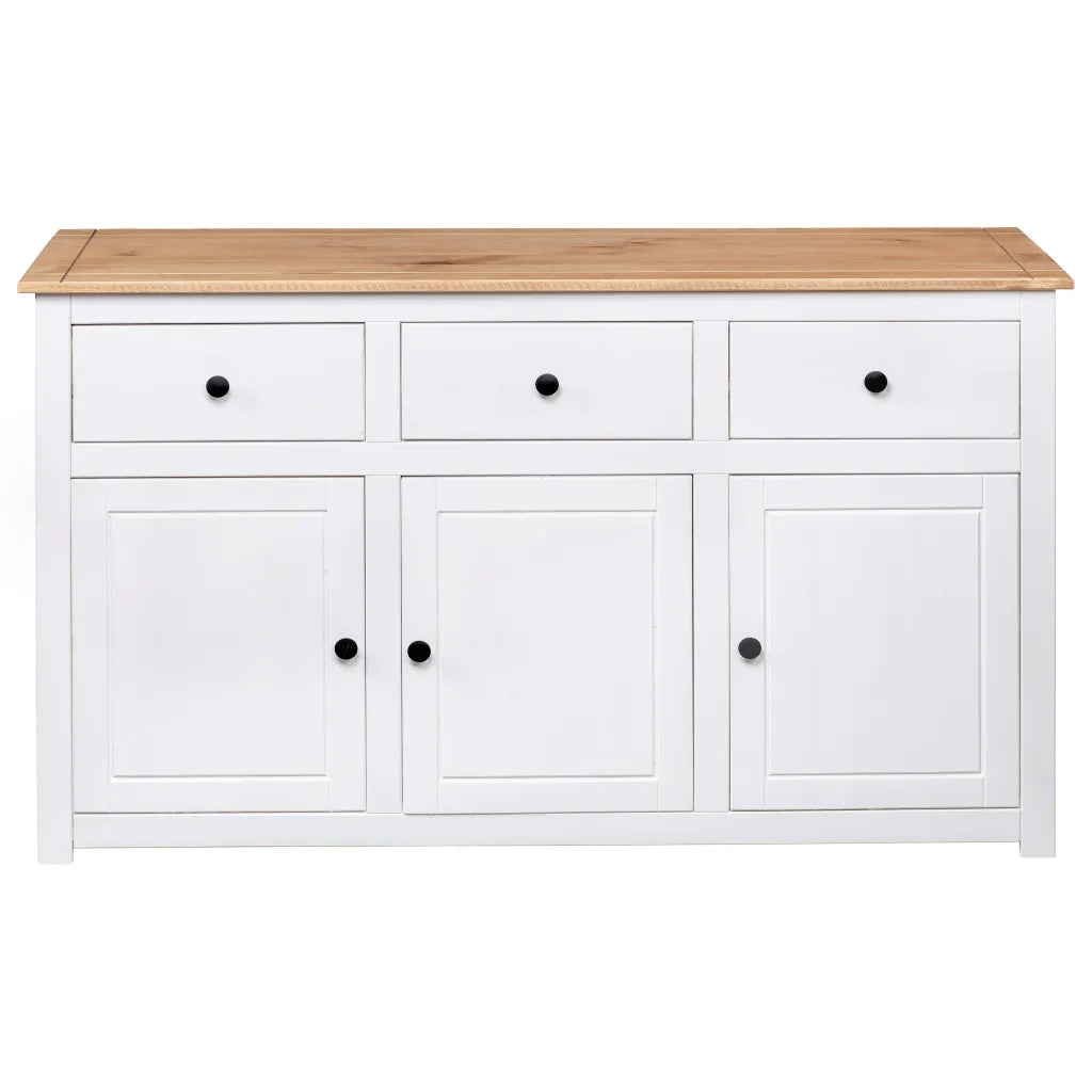 Credenza Bianca 135x40x80 cm in Legno Massello di Pino Panama 282705