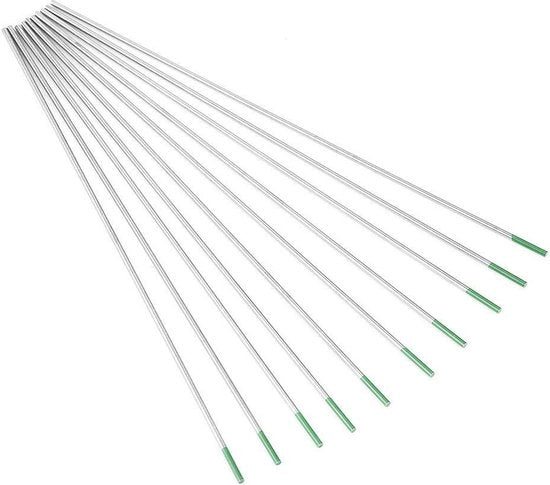 10 pezzi di elettrodo in wolframio - punta verde per stick TIG professionale - macchina a laser AC WP (10 mm * 150 mm).
