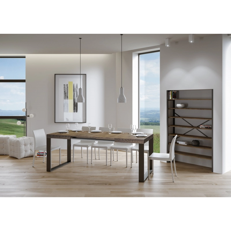 Tavolo allungabile 90x160/264 cm Tecno telaio Antracite - Noce