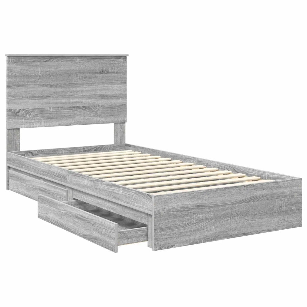 Letto con Contenitore con testiera Grigio Sonoma 100 x 200 cm 3411241
