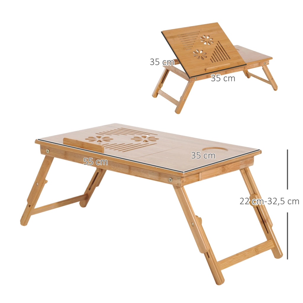 Tavolino da letto in bamb¨´ con cassetto regolabile ¨C zephmum ¨C 55x35x22-32,5cm