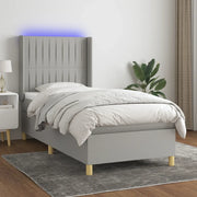Letto a Molle Materasso e LED Grigio Chiaro 90x200 cm Tessuto cod mxl 63258