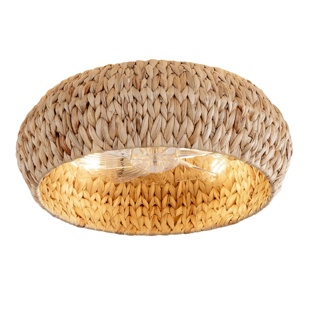 Ventilatore da soffitto con luce in rattan, 4 portalampada E26, controllo App e telecomando, rame