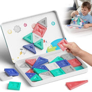 Basi di costruzione educative - Magnetici - Giocattolo da viaggio - 40 pezzi - Montessori - Scatola portatile con tavola di gioco - Blocchi magnetici