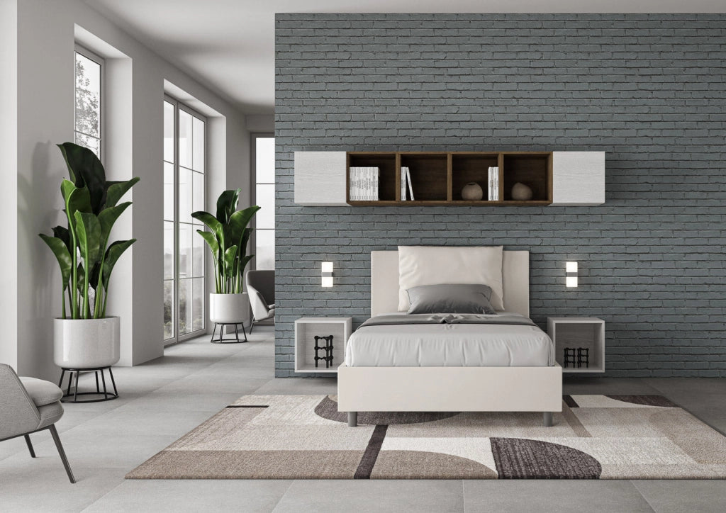 Letto 1 Piazza e Mezzo 120x200 cm Senza Rete Antea Bianco