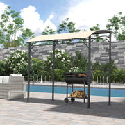 Gazebo da grill in poliestere beige con 10 ganci, struttura metallica stabile, 215 x 150 x 220 cm