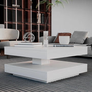 Tavolino da salotto Monolith con doppio piano quadrato girevole colore bianco 67x67 cm