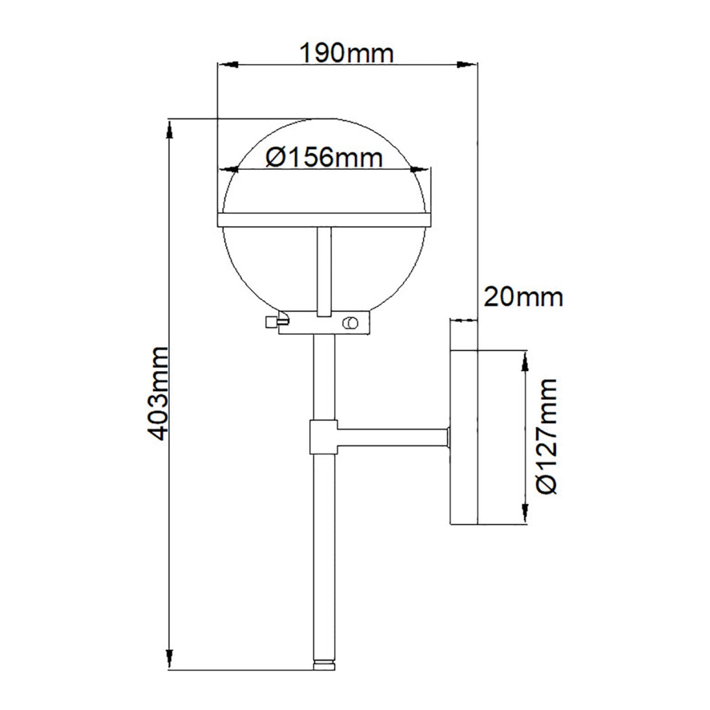 Applique bagno Hollis sfera vetro nera 1xE14 IP44 Hinkley