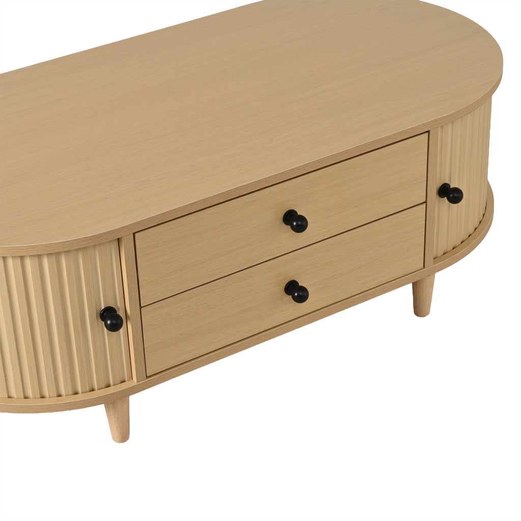 Tavolino da caffè con 2 cassetti e ante scorrevoli - per soggiorno - in MDF - 100x50x36 cm