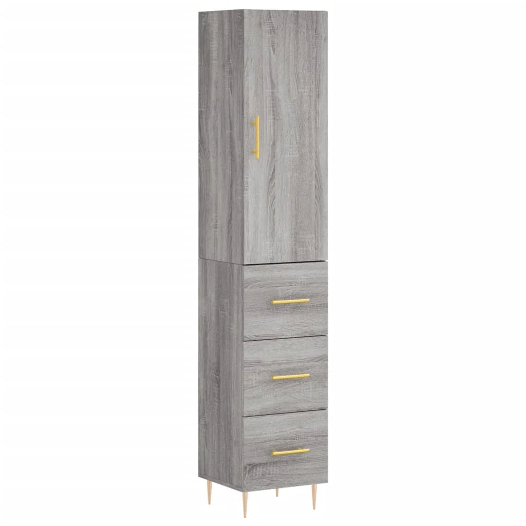 Buffet credenza cassettiera armadio mobile contenitore organizer cucina soggiorno salotto rovere Sonoma alto 34,5 x 34 x 180 cm legno ingegnerizzato grigio 02_0035303