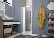 Porta doccia a pacchetto pieghevole laterale pvc bianco h.185cm Sofly 170-150 cm