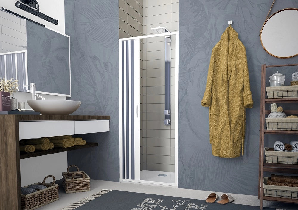 Porta doccia a pacchetto pieghevole laterale pvc bianco h.185cm Sofly 170-150 cm