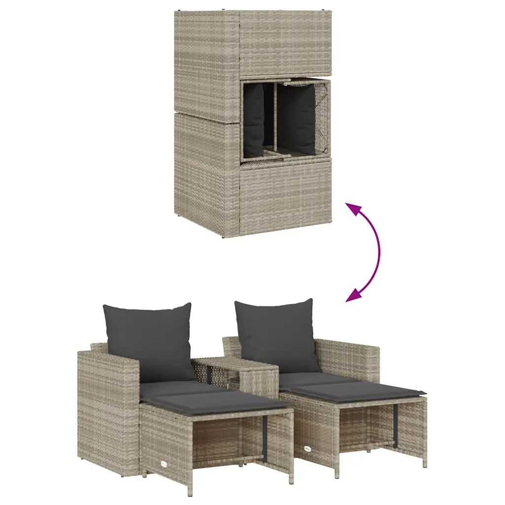 Set Divano da Giardino 5pz con Cuscini Grigio Chiaro Polyrattan 4104168