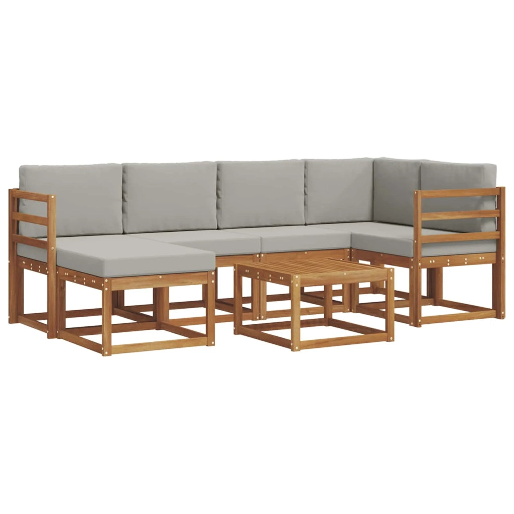 Set di divani da esterno 7 pcs Grigio Naturale e Chiaro
