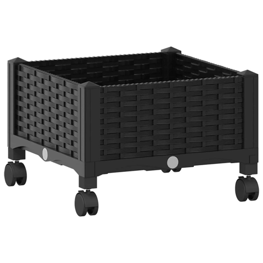 Vaso da Giardino con Ruote Nero 40 x 40 x 29 cm PP 3422905