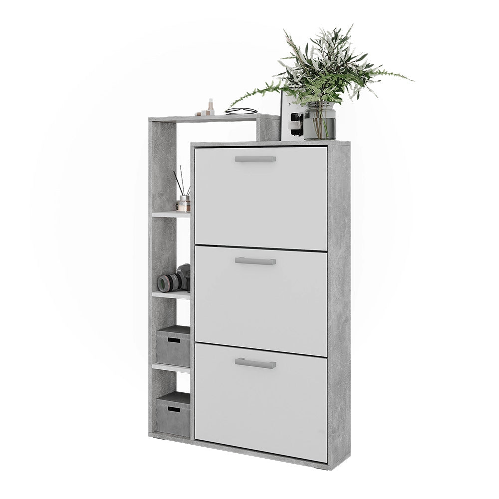 Vicco Scarpiera da ingresso Bianco/cemento 80 x 128.3 cm con 3 scomparti incernierati