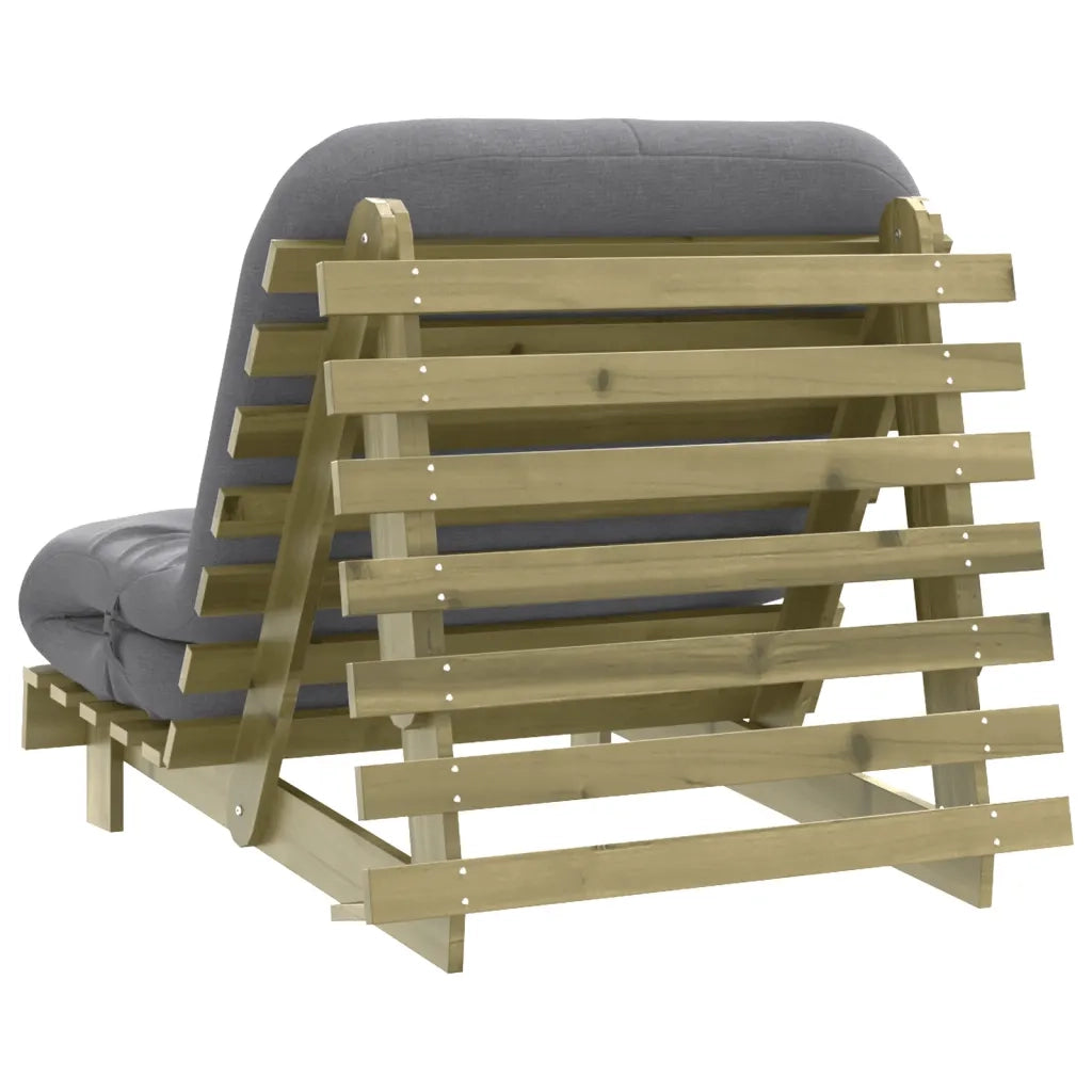 Divano Letto Futon con Materasso 80x206x11cm Pino Impregnato