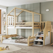 Letto a castello con finestra in pino 90x200 cm