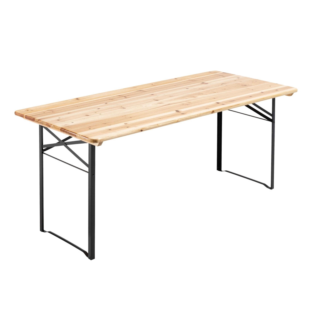 Oviala - 5 Tavoli pieghevoli 177x80x76cm + 10 panche pieghevoli in legno
