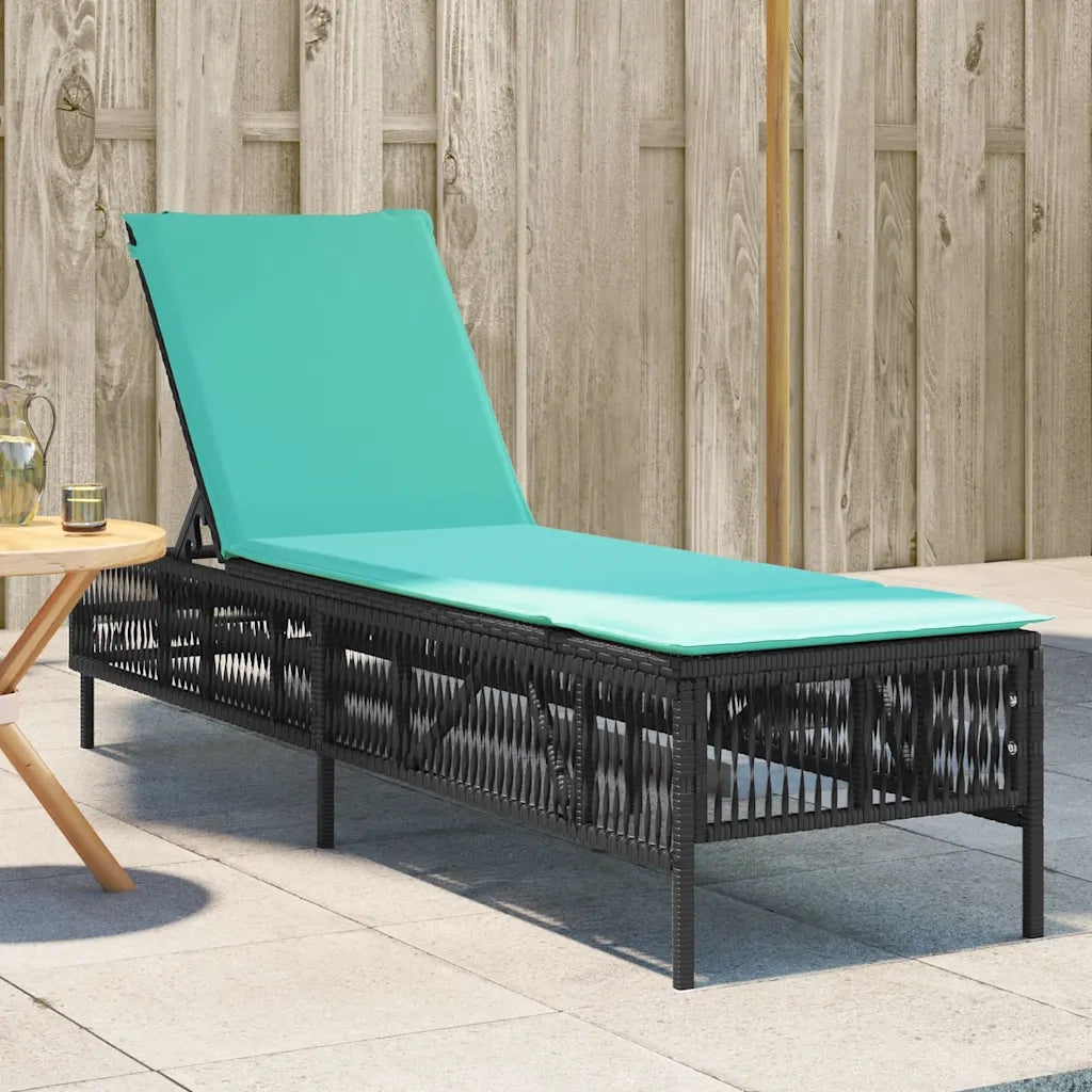 Lettino prendisole con Cuscino in Polyrattan Nero 4002745
